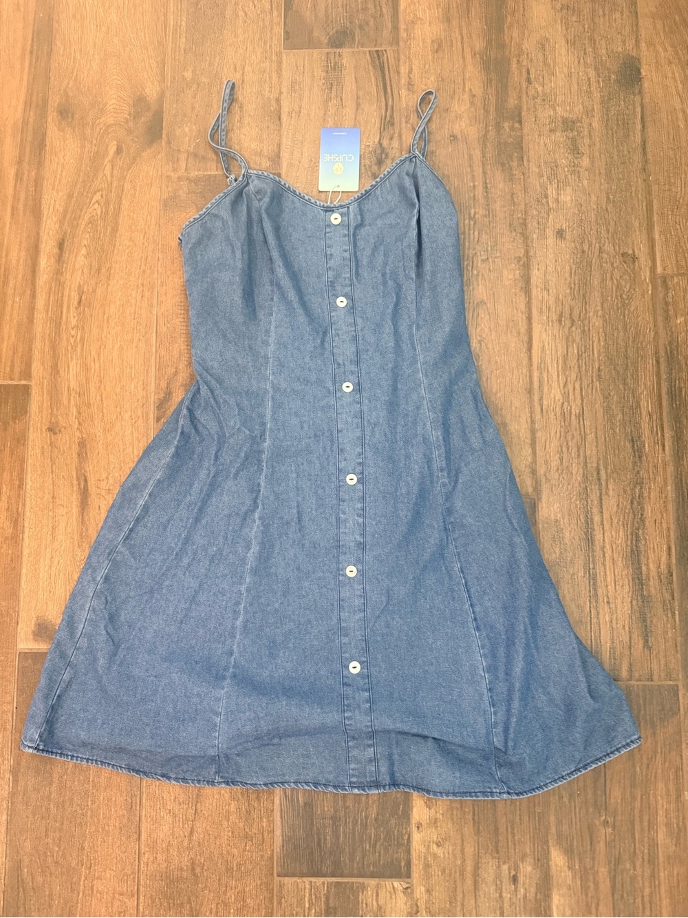 Cupshe Blue Denim Button-Front Mini Dress
